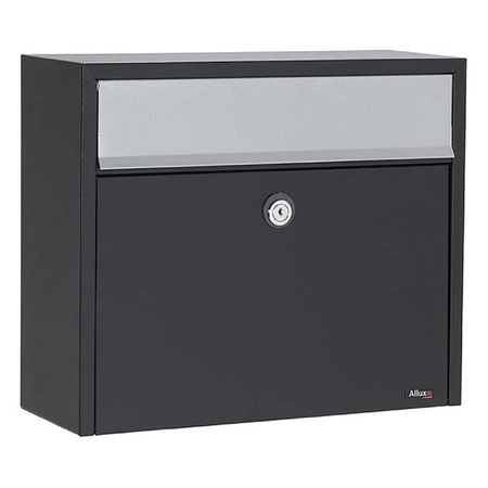 ALLUX Allux Series LT150 Wall Mount Mailbox in Black with Gray Flap ALX-LT150-BK